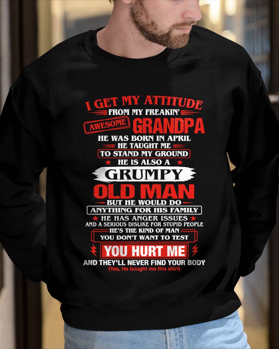 APRIL AWESOME GRANDPA T-SHIRT – PROUD GRANDSON GIFT FROM GRANDPA - LUAN04 (SKU2607-322-04)