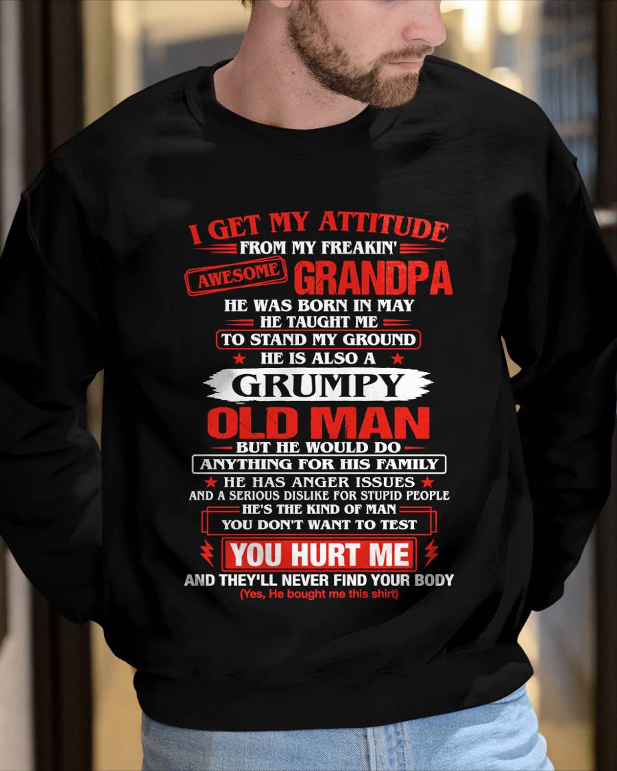 MAY AWESOME GRANDPA T-SHIRT – PROUD GRANDSON GIFT FROM GRANDPA - LUAN05 (SKU2607-322-05)