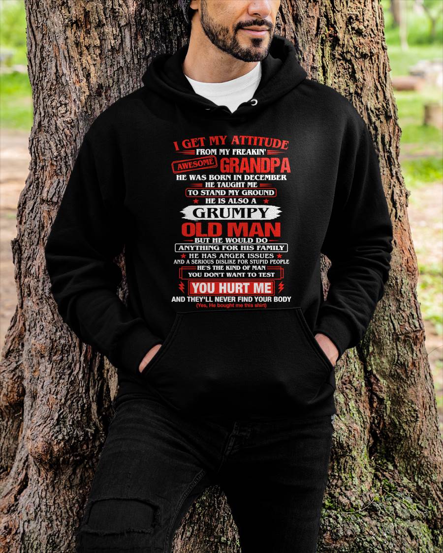 DECEMBER AWESOME GRANDPA T-SHIRT – PROUD GRANDSON GIFT FROM GRANDPA - LUAN12 (SKU2607-322-12)