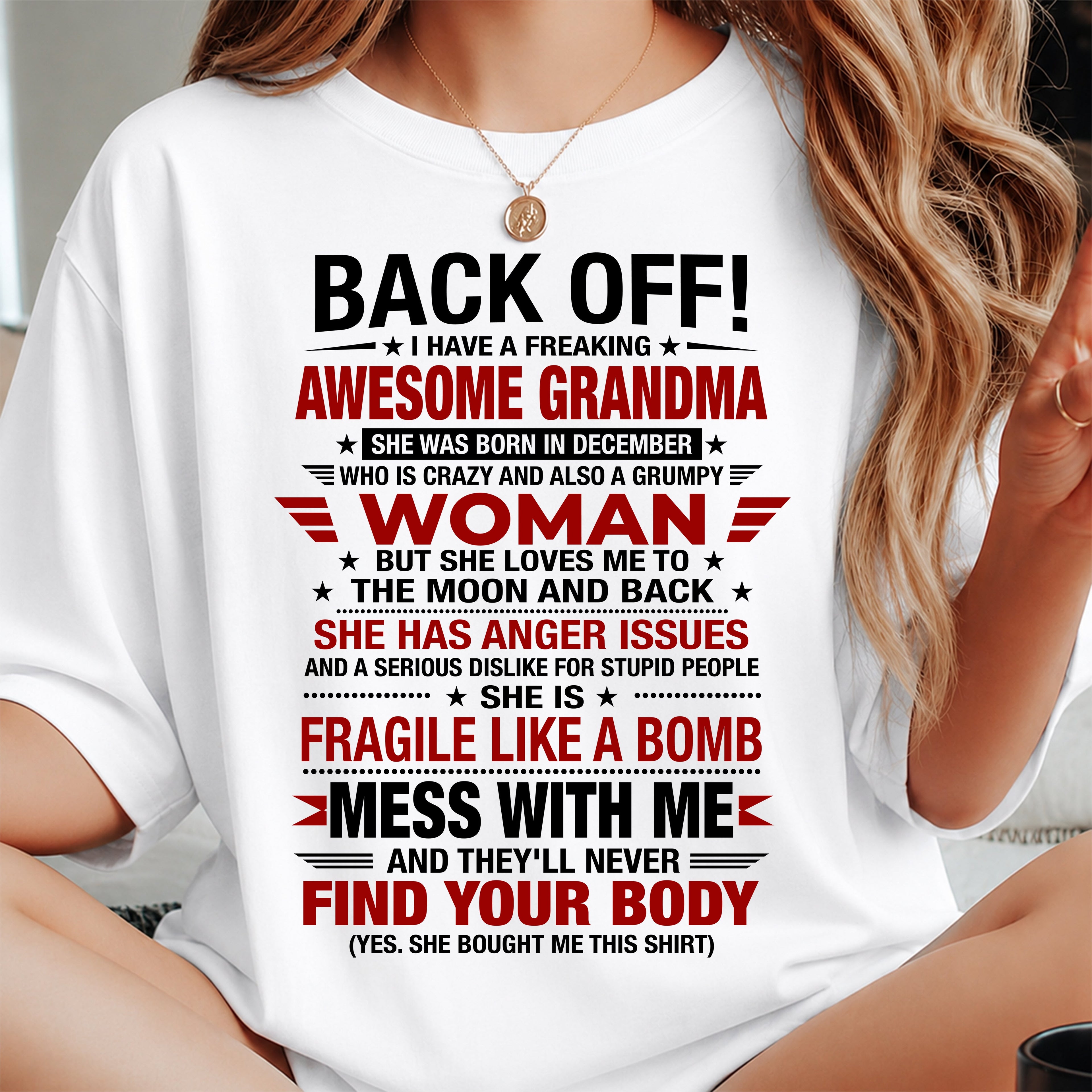 DECEMBER AWESOME GRANDMA T-SHIRT – PERFECT GIFT FROM GRANDMA - LUAN12 (SKU2607-260-12)