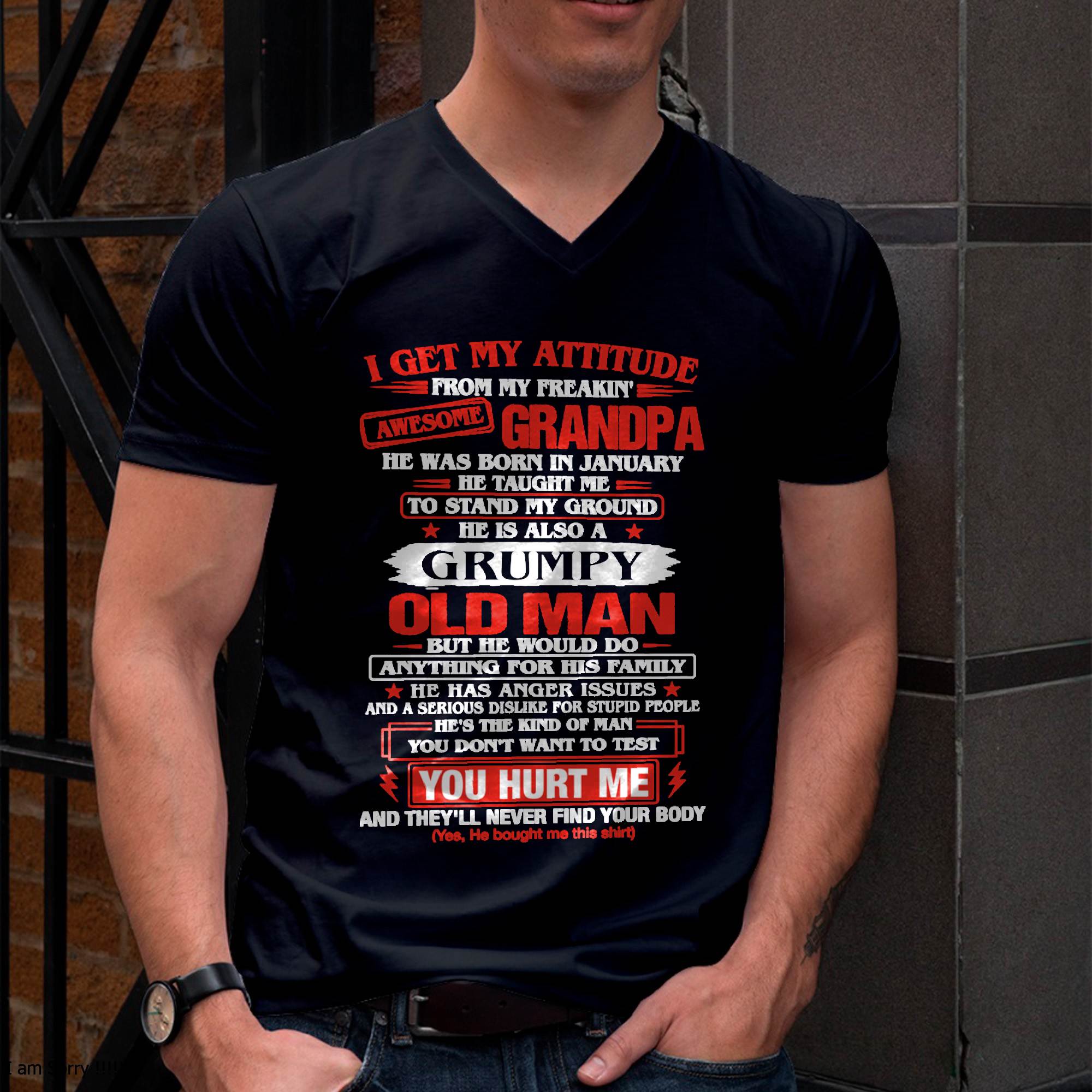 JANUARY AWESOME GRANDPA T-SHIRT – PROUD GRANDSON GIFT FROM GRANDPA - LUAN01 (SKU2607-322-01)
