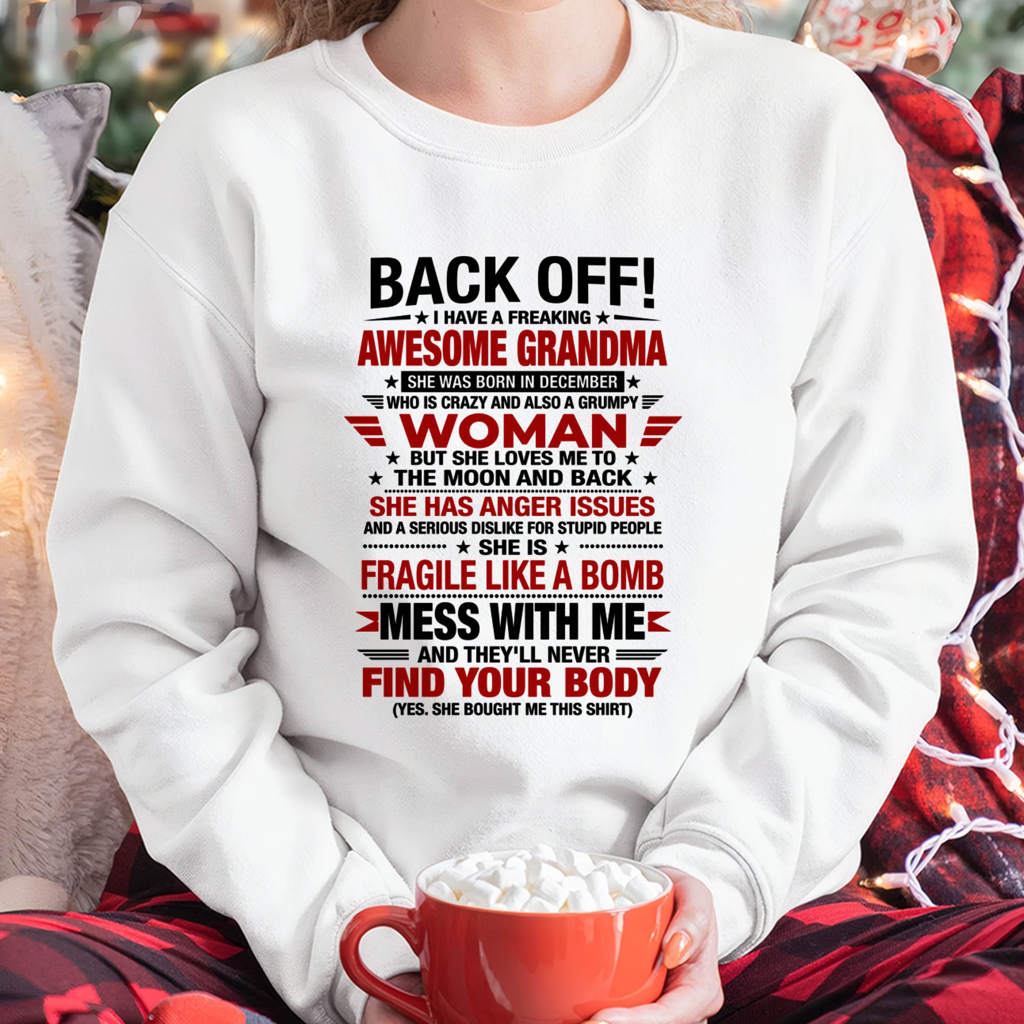 DECEMBER AWESOME GRANDMA T-SHIRT – PERFECT GIFT FROM GRANDMA - LUAN12 (SKU2607-260-12)