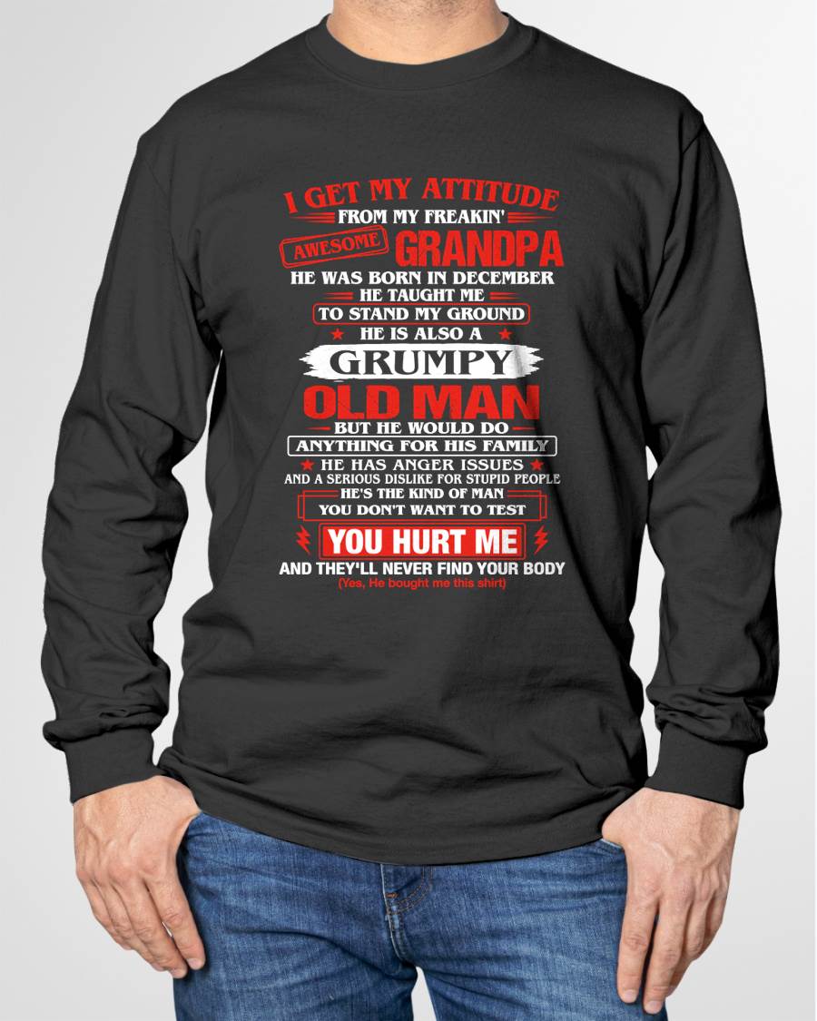 DECEMBER AWESOME GRANDPA T-SHIRT – PROUD GRANDSON GIFT FROM GRANDPA - LUAN12 (SKU2607-322-12)