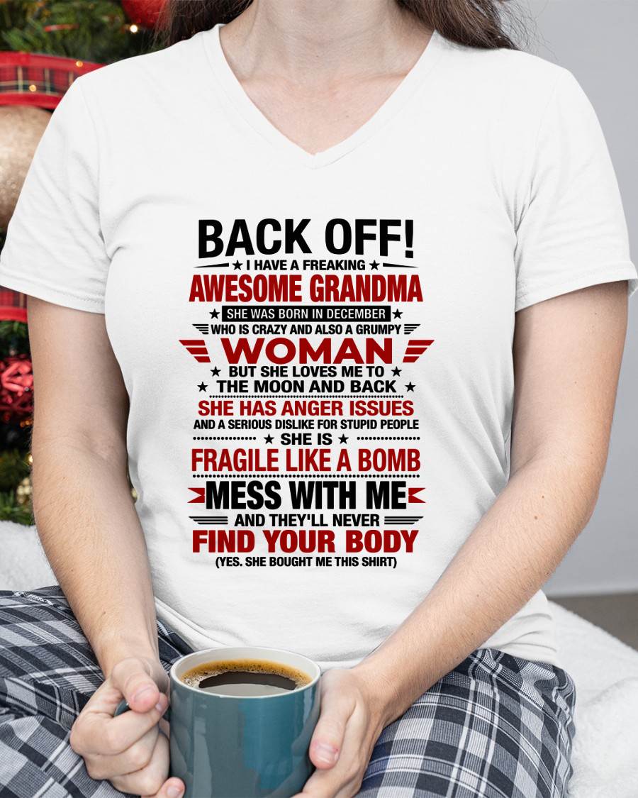 DECEMBER AWESOME GRANDMA T-SHIRT – PERFECT GIFT FROM GRANDMA - LUAN12 (SKU2607-260-12)