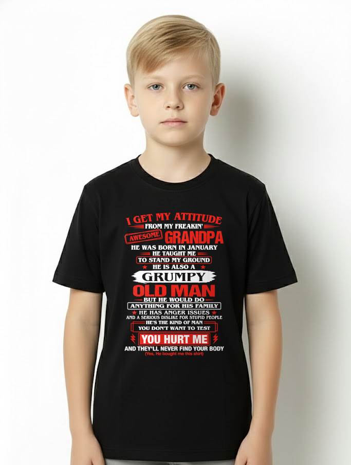 JANUARY AWESOME GRANDPA T-SHIRT – PROUD GRANDSON GIFT FROM GRANDPA - LUAN01 (SKU2607-322-01)